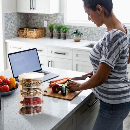 Keittiön mausteen järjestäjä pinottavia ruokatiivisteitä