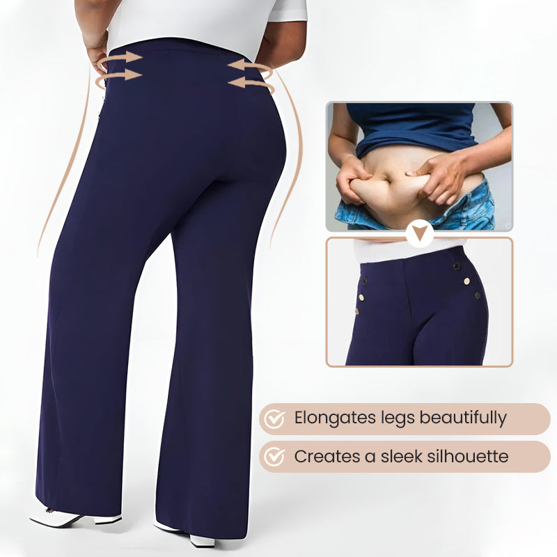🌸High Stretch Tummy Control Button Wide Leg Pants