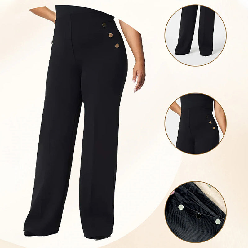 🌸High Stretch Tummy Control Button Wide Leg Pants