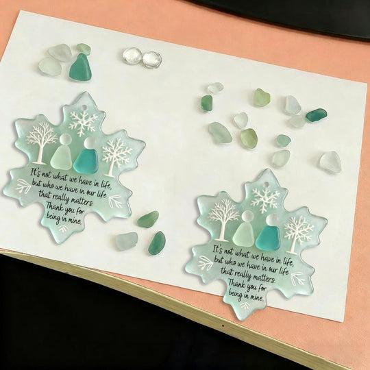 🌊Decoración de la amistad con vidrio marino en forma de copo de nieve❄✨ ¡Moldeado por la naturaleza y elaborado a mano!