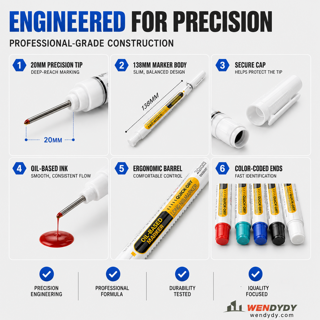 Precision Tip Quick-Dry Oil-Based Marker Pen-10pcs