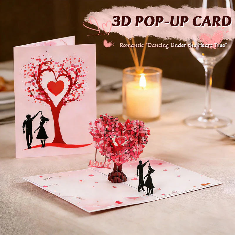 Romantic "Dancing Under the Heart Tree" 3D Greeting Card