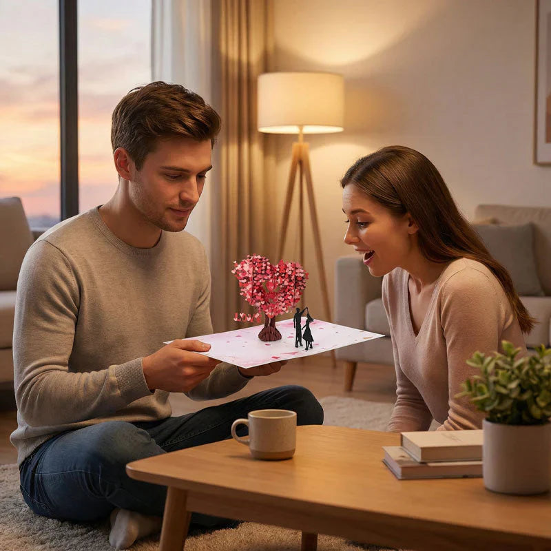 Romantic "Dancing Under the Heart Tree" 3D Greeting Card