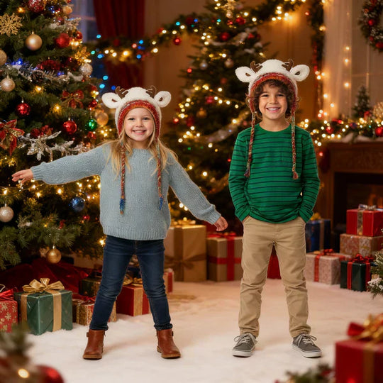 🎁🎄Ziemassvētku izpārdošana ar 49% atlaidi! 🦌Oriģināla dizaina svētku Ziemassvētku ragu cepure🧶