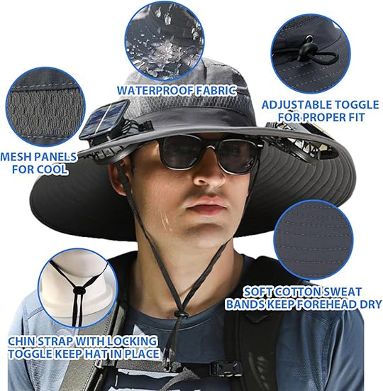 🧢 LIMITED-TIME 50% OFF! ✨ Solar Fan Sun Hat – UPF 50+, Dual Power, Ultralight ☀️