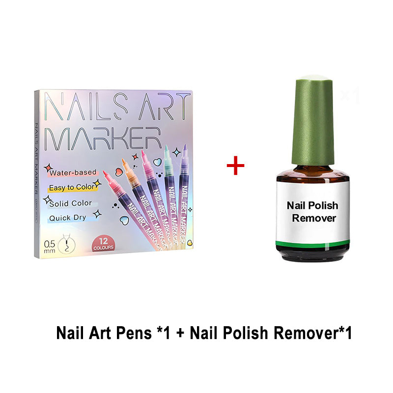 🌈 12 Colours Nail Art Pens Set: Precision Dual Tips for French Manicure, Gradient & 3D Nail Art | Salon Quality DIY Kit 🎨💅