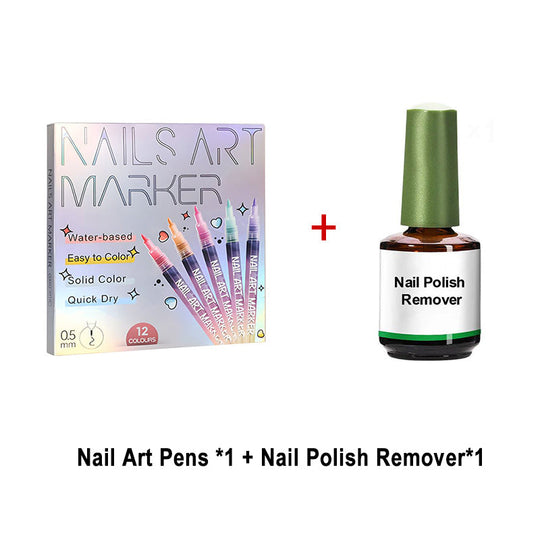 🌈 12 Colours Nail Art Pens Set: Precision Dual Tips for French Manicure, Gradient & 3D Nail Art | Salon Quality DIY Kit 🎨💅