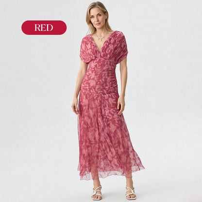 💜LAST DAY PROMOTION - 50%OFF💜Women's Off-the-Shoulder V-Neck Printed Dress