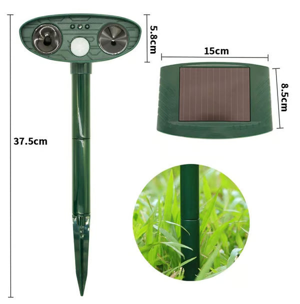 Solar-Powered Animal Repeller, Deer Repellent Devices, Waterproof Ultrasonic Pest Repellent