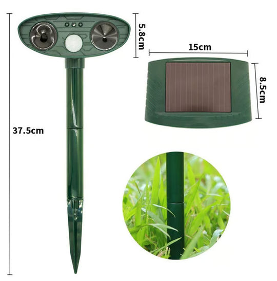 Solar-Powered Animal Repeller, Deer Repellent Devices, Waterproof Ultrasonic Pest Repellent