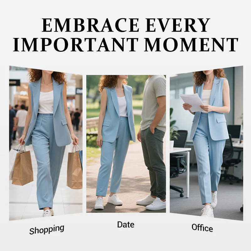 💖Women’s Stylish Sleeveless Blazer & High-Waisted Pants Set