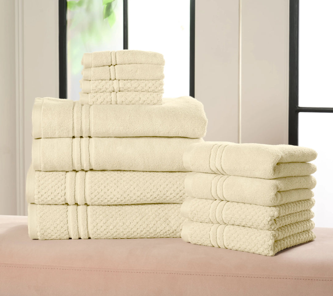 Home Reflections 100% Cotton Solid & Texture 12-pc Towel Set