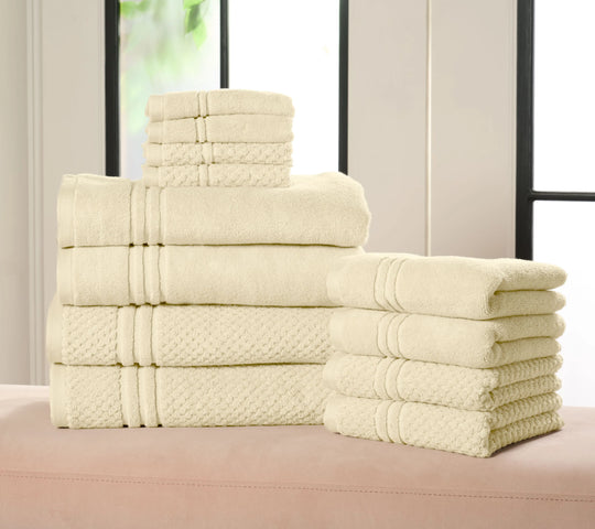 Home Reflections 100% Cotton Solid & Texture 12-pc Towel Set