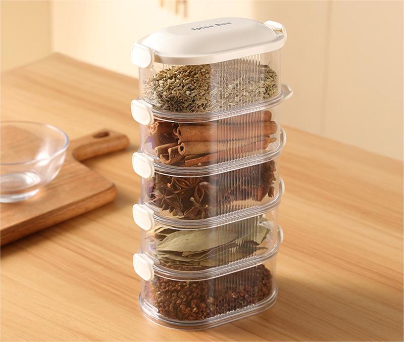 Keittiön mausteen järjestäjä pinottavia ruokatiivisteitä