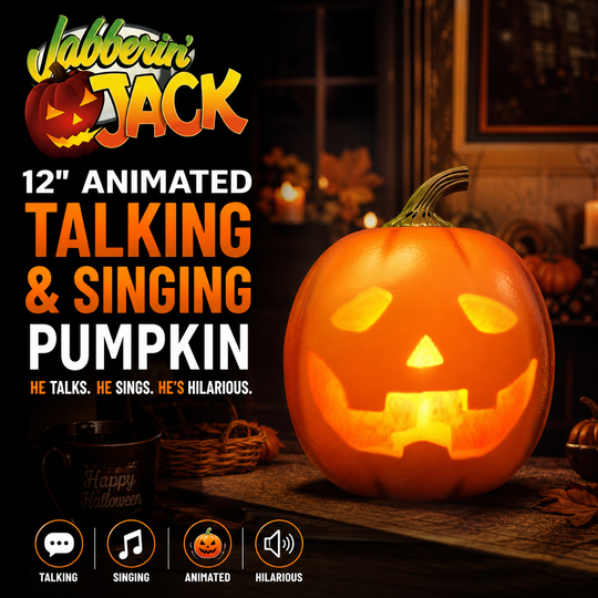 🎃Lowest Price Ever !! ⏰Jabberin' Jack Animated Talking & Singing Pumpkin