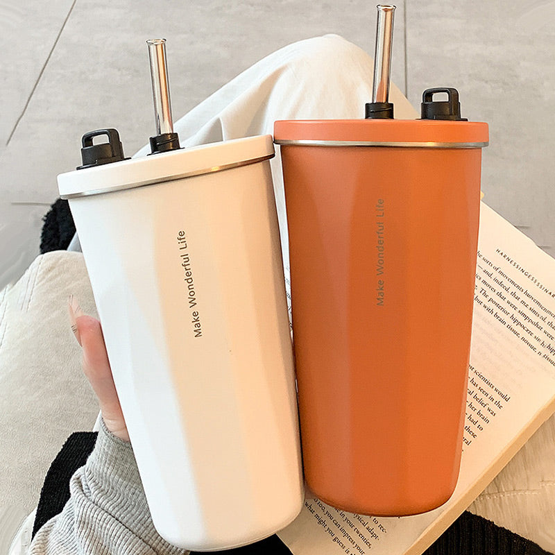 🥛 600ml elastický hrnček na kávu so slamkou