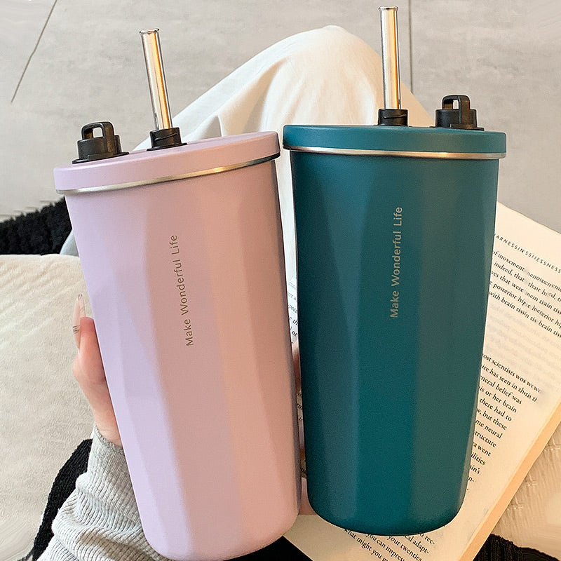 🥛 600ml elastický hrnček na kávu so slamkou