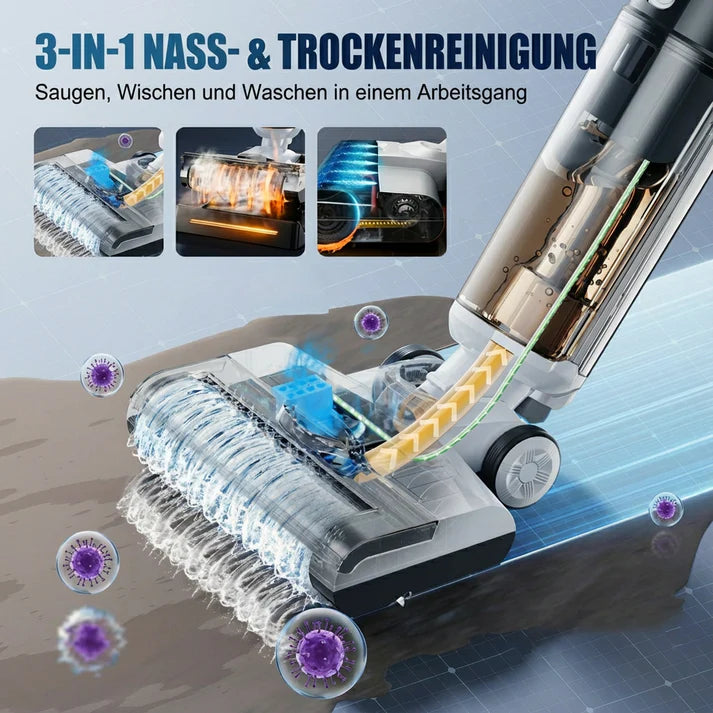 🧹 3-IN-1-NASS-TROCKENSAUGER – Saugen, Wischen &amp; Waschen in einem Schritt • Elektrolytische Sterilisierung • Automatische Selbstreinigung