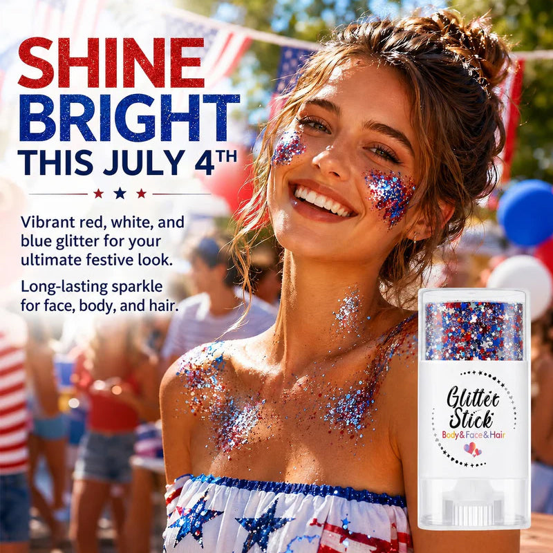 🦅4th of July Glitter Stick✨🔔Red, White & Blue Body & Hair Sparkle
