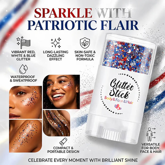🦅4th of July Glitter Stick✨🔔Red, White & Blue Body & Hair Sparkle