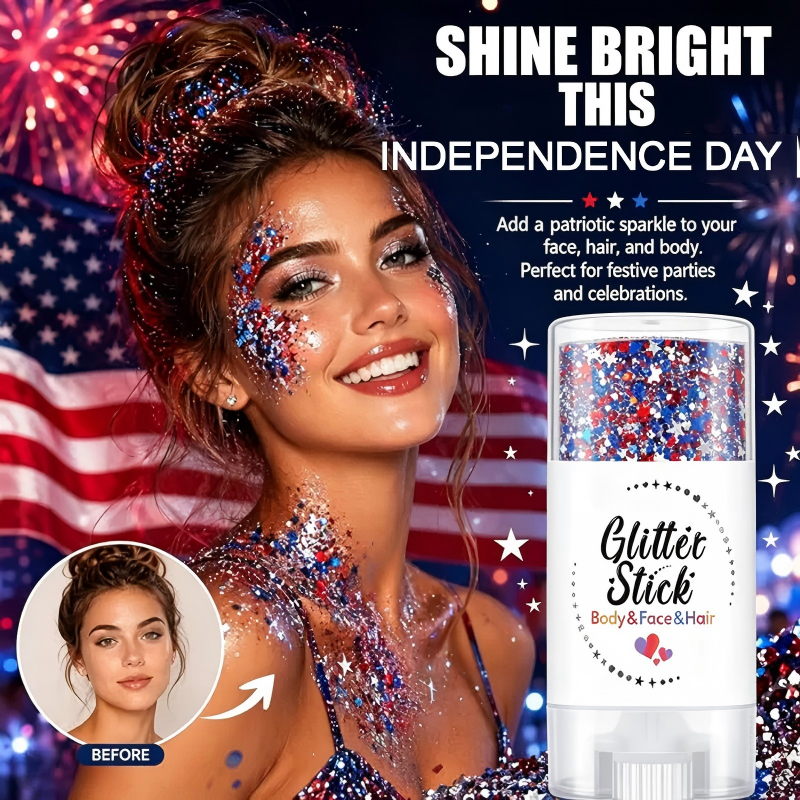 🦅4th of July Glitter Stick✨🔔Red, White & Blue Body & Hair Sparkle
