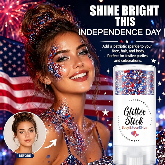 🦅4th of July Glitter Stick✨🔔Red, White & Blue Body & Hair Sparkle