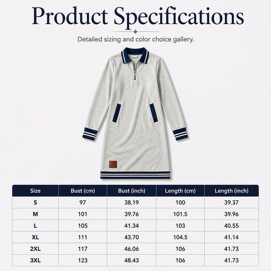 ✨ Striped Detail, Easy Quarter-Zip Style | Women's Collared Pocket Dress