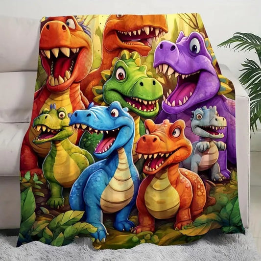 🎁Last Day 49% OFF🔥Cute Smiling Dinosaurs HD Digital Print Flannel🦖