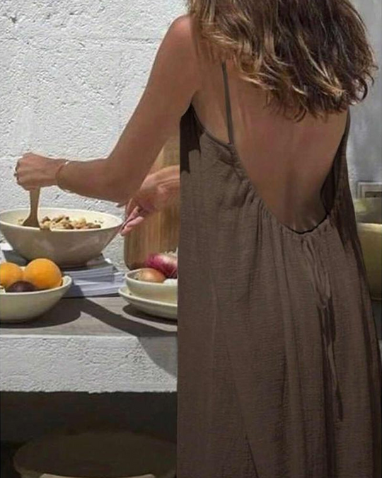 💃LAST DAY SAEL 50% OFF!!✨Women's Solid Color Cami Lounge Dress💕