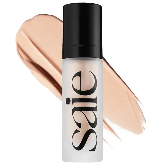 Saie Glowy Super Gel - Hydrating Makeup Primer and Illuminating Glow Serum Enriched with Vitamin C and Squalane Oil - All-Over Liquid Highlighter Makeup for Instant Glass Skin - Warmglow (1 oz)