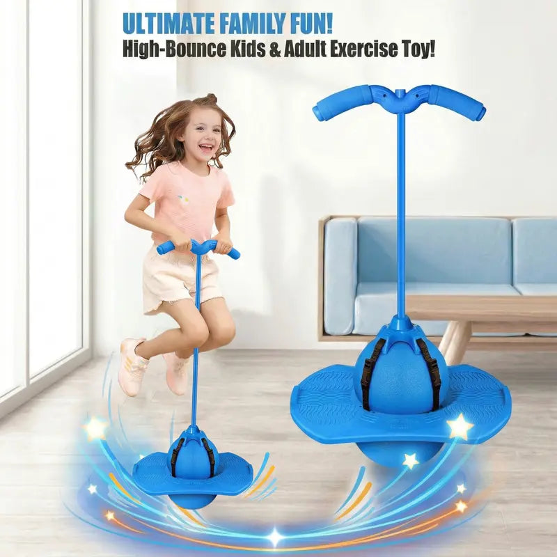 Pogo Jumper with Handle and Ball Pump, High-Bounce Trick Board Pogo Ball Toy with Safety Features, Fun Jumping Toy for Kids, Boys, Girls and Adults