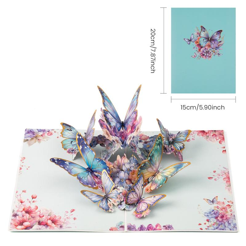 【Regalo creativo】Tarjeta de felicitación de mariposa emergente 3D con sobre, tarjeta de cumpleaños creativa de 2 unidades, tarjeta de agradecimiento, tarjeta de felicitación navideña, regalo para familiares, amigos, profesores y amantes de las mariposas