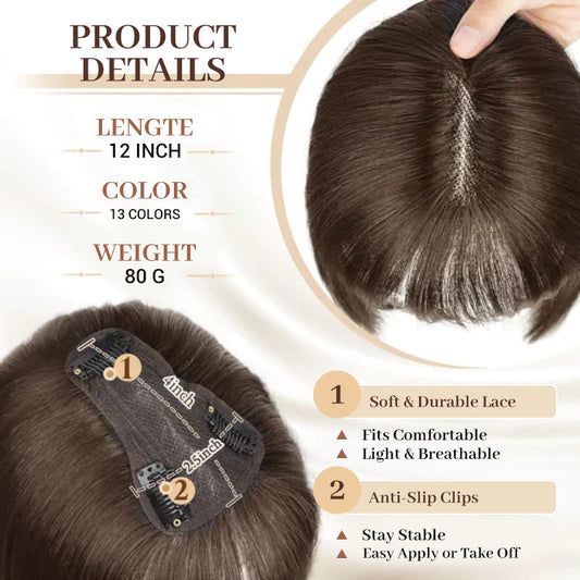 🔥2025 Hot Sale🔥Natural Hair Toppers with Bangs for Women