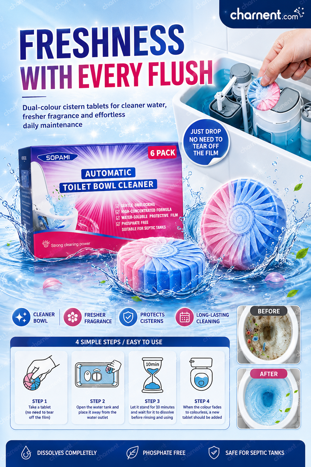 ⏳Today Only: 50% Off⏰Dual-Color Toilet Cleaning Agent