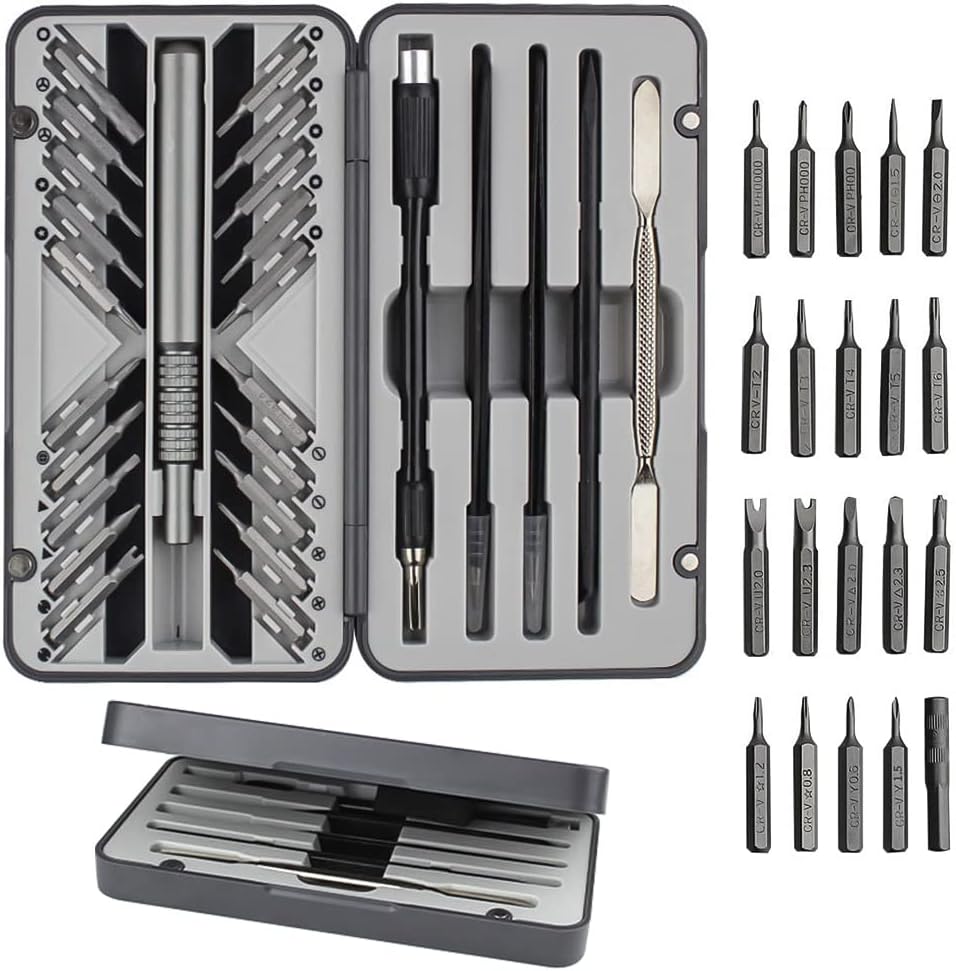 26 in 1 Precise Screw Driver Bit Set, 20 Bits (Phillps, Slotted, Torx, Hex and other 5 kinds of Bits), Flexible Shaft