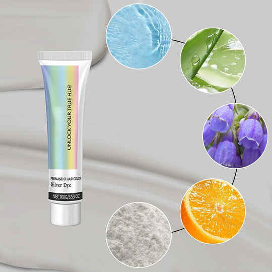 Kaks-ühes naturaalse essentsi ekstraktiga hõbedane juuksevärv