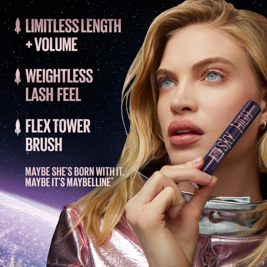 Lash Sensational Sky High Washable Mascara Makeup, Volumizing, Lengthening, Defining, Curling, Multiplying, Buildable Formula, Very Black