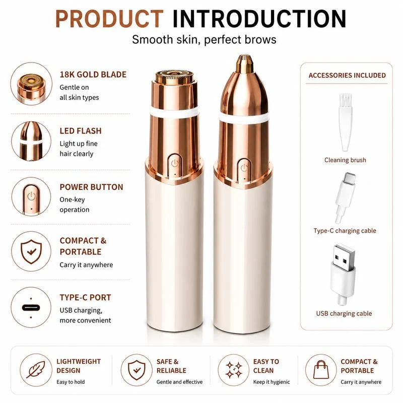 2 in 1 facial & eyebrow hair trimmer for Women, Rechargeable Face Razor✨