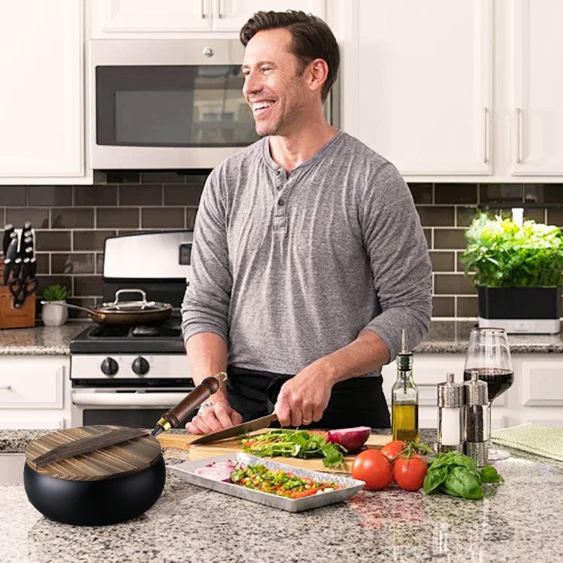 ⏳Időben korlátozott különleges ajánlat⌛Bevonat nélküli vastag vasedény (indukciós főzőlap is kapható)