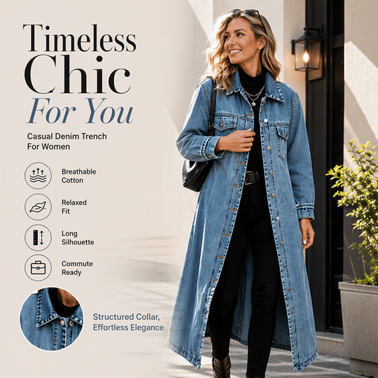 ⏳Time-Limited Special⏰Women’s Casual Longline Button-Up Denim Coat