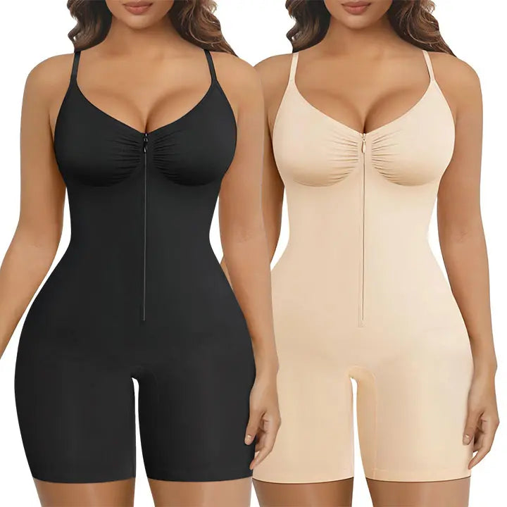 💐60% OFF 👗Women's Zip-Up Tummy Control Bodysuit – Ultra Stretch Breathable Mesh, Comfort Fit