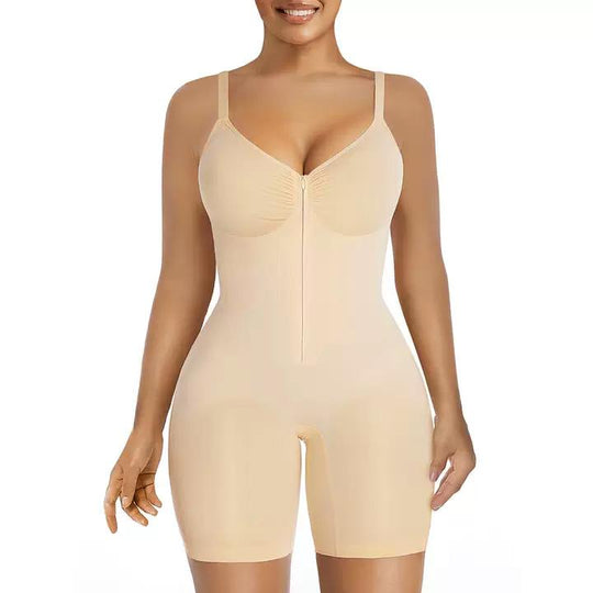 💐60% OFF 👗Women's Zip-Up Tummy Control Bodysuit – Ultra Stretch Breathable Mesh, Comfort Fit