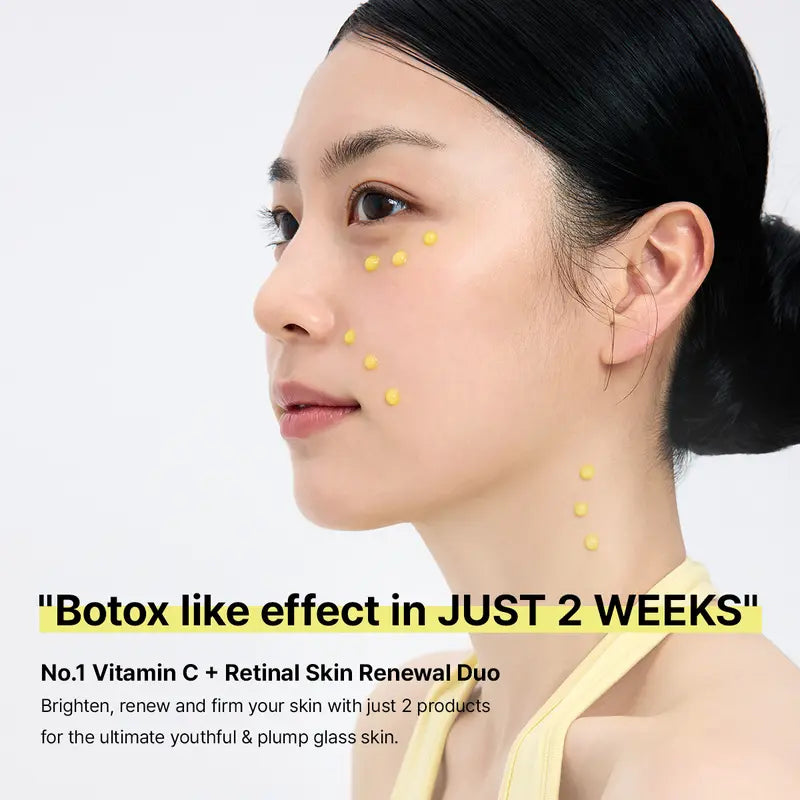 [Arencia Official] Booster Shot Skin Renewal Duo - Vitamin C & Retinal for Day And Night Brightening, Pore Minimizing, Moisturizing, and Fades Dark Spots | 1.01 fl oz + 1.01 fl oz