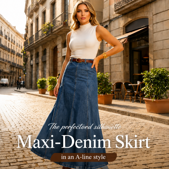 🎉 2026 Sale — Over 28,200 Sold!💙 Women's High‑Waist A‑Line Denim Maxi Skirt – Flattering 👗