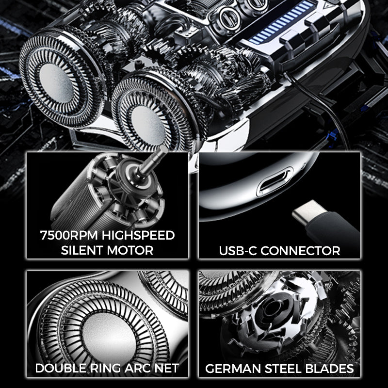 🎁Hot Sale🔋 Mini-dobbeltbarbermaskine! 0,1 mm Knive Mesh 7500 rpm motor