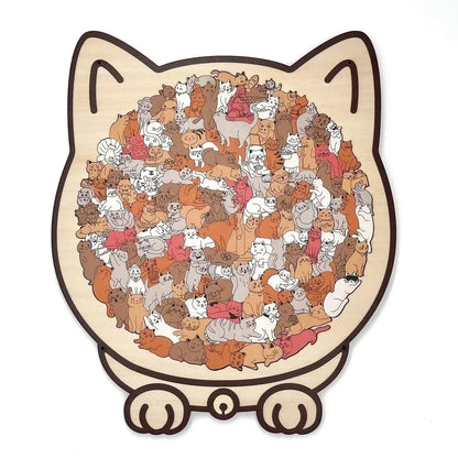 🎁Christmas Sale 50% OFF🎅135-Piece Morandi-Colored Cat Shaped Wooden Jigsaw Puzzle