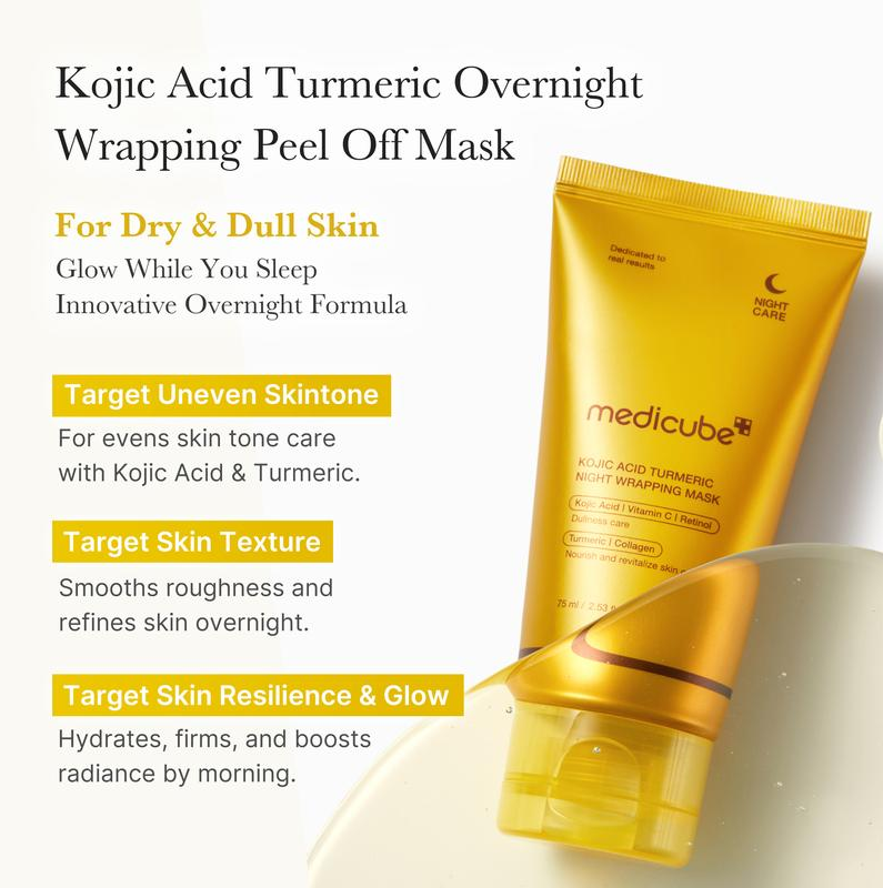 [Medicube Official] Kojic Acid Turmeric Night Wrapping Mask | Overnight Wrapping Mask, Morning Shed, Turmeric, Niacinamide, Vitamin