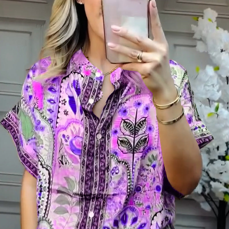 ✨ Stylish 2-Piece Co-ord: Women's Printed Top & Wide Leg Pants 2-Piece Set