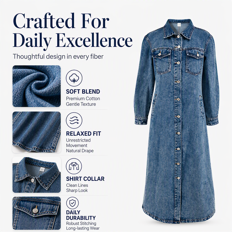 ⏳Time-Limited Special⏰Women’s Casual Longline Button-Up Denim Coat