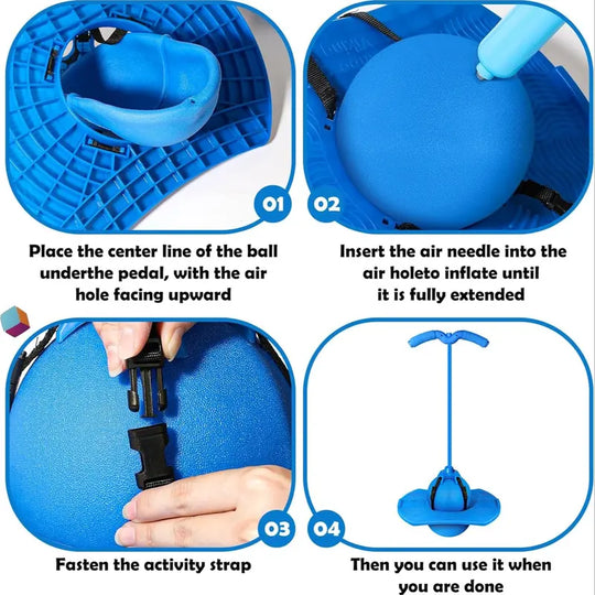 Pogo Jumper with Handle and Ball Pump, High-Bounce Trick Board Pogo Ball Toy with Safety Features, Fun Jumping Toy for Kids, Boys, Girls and Adults